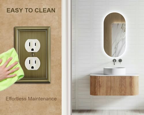 OKAWYC Single Duplex Outlet Light Switch Cover Luca Metal Wall Plate, 4-Pack Antique Brass 1 Gang, for Receptacle Light Switch, Switch Cover Decorative Wallplate covers, Durable - size: 1 Duplex