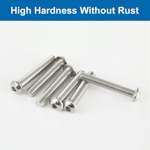 M6 x 8mm 12mm 16mm 20mm 25mm Button Head Socket Cap Screws Bolts, Stainless Steel 304, Metric Allen Hex Drive, Bright Finish, Fully Threaded, Assortment Kit 50PCS - size: Button M6x8-25 mm
