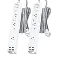 2 Pack Surge Protector Power Strip -10ft Extension Cord, 5 Outlets 4 USB - size: 10 FT