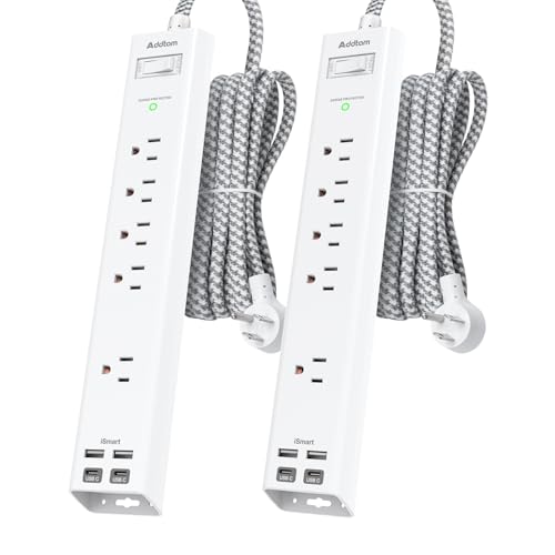 2 Pack Surge Protector Power Strip -10ft Extension Cord, 5 Outlets 4 USB - size: 10 FT