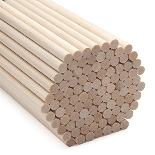 Wood Dowels Wooden Dowel Rods, 100PCS 1/4 x 6 Round Wooden Sticks for Arts and Crafts, Small Unfinished Hardwood Sticks for DIYers Crafting, Cake Support, Lollipop, Photo Booth Props, Home Decor - size: 1/4"×6"-100PCS