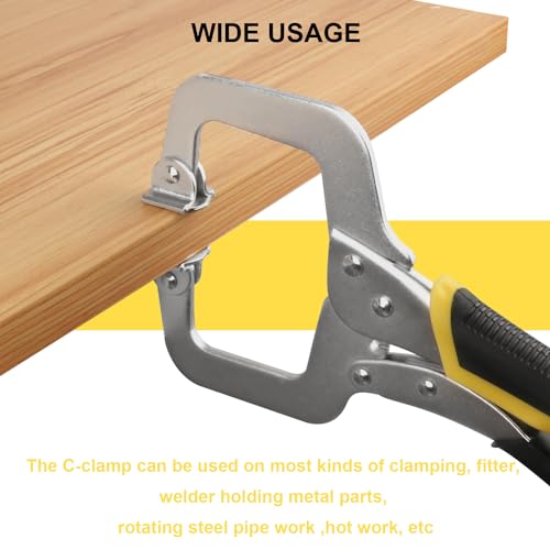 4 Pack 11 Inch C Clamp Locking Pliers,11" Locking C Clamp - color: Yellow Black Handle, size: 11 Inch