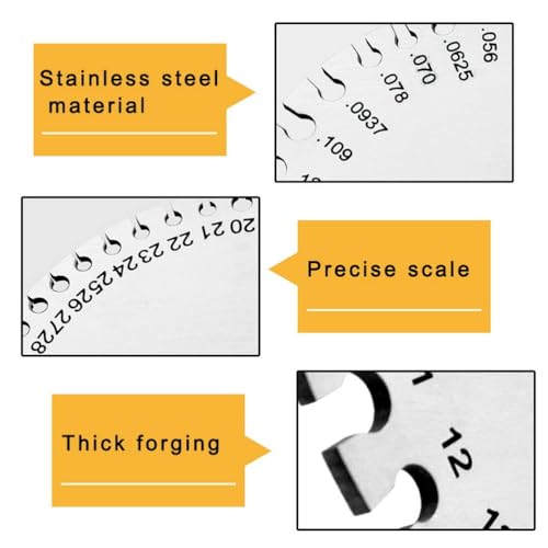 2 Pcs Stainless Steel Thickness Gauges Wire Gauge Measuring Tool - style: Round&Sheet