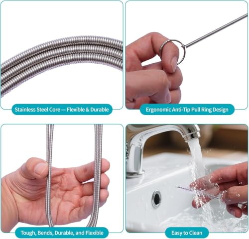 2-in-1 Drain Cleaning Kit, 33-Inch 4-Claw Grabber & 60-Inch Drain Brush - style: 60 IN
