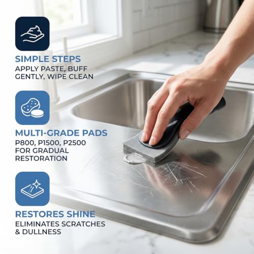 Stainless Steel Scratch Remover Kit for Sinks & Appliances - size: 0.53 Fl Oz (Pack of 2)
