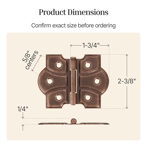 Antique Copper Butterfly Hinges with Removable Pin - Pack of 2 - Surface Mount Cabinet Door Hinges - UA-261-HAC (1) - color: Antique Copper