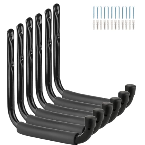 Heavy Duty Steel Garage Storage Hooks, 9.5Inches Jumbo Arm Ladders Utility Rack, Wall Mounted Hanger Organizer for Tools, Bikes, Jeep Door - style: 9.5Inch, pack of 6