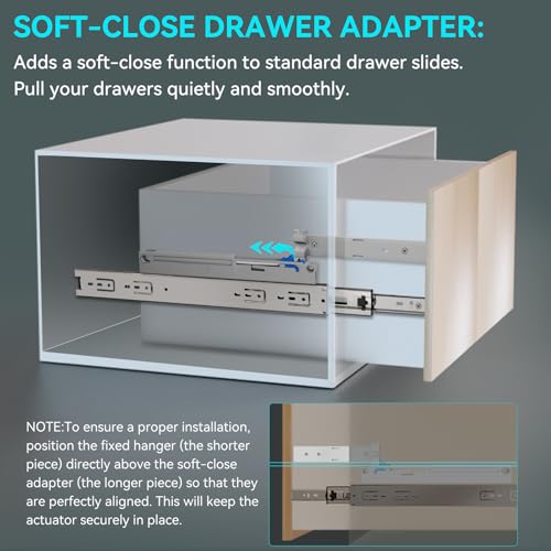 1 Pair Universal Soft Close Drawer Adapters - color: Silver, size: 6.7 Inch- Soft Close Drawer Adapters