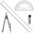 Protractor and Compass Set Plastic 12in Ruler Measuring Tool for Drafting | 2 Inch Ruler 180 Degree Protractor Measuring Tool