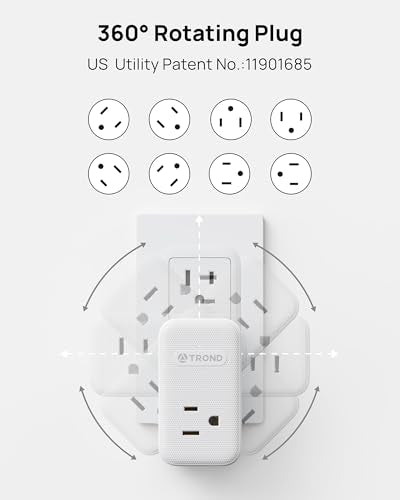 TROND Multi Plug Outlet Extender 2 Pack with 3 Way Outlet Splitter and USB - color: White, size: 3 Prong-2 Pack