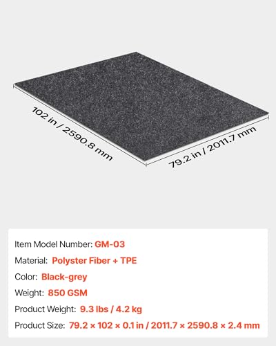 VEVOR Waterproof Garage Floor Mat for Under Car, Non-Slip 6.6'x8.5' Oil Spill Mat Heavy Duty Containment Mat, Protects Garage Floor from Water, Mud and Oil, for Garages Greenhouses Entrance - size: 6.6' x 8.5'
