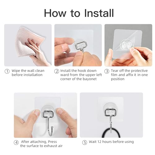 Large Hooks for Hanging Heavy-Duty 44Ib(Max) 10 Packs, Wall Hangers without Nails Self-Adhesive Traceless Clear and Removable, Waterproof and Rustproof Multiple Uses for Bathroom Kitchen Home - size: 10 Large Hooks