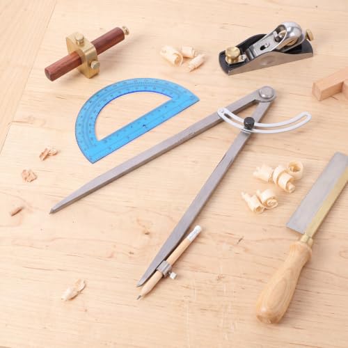 12 Inch Professional Compass for Woodworking with Wing & Protractor, Blue - color: Blue, size: 12 Inch