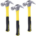 MANCHAP 3 Pack 16 oz Claw Hammer, Fiber Glass Claw Hammer, One-piece Forged Steel Head & Non-Slip Handle for Household Automotive Professional Work