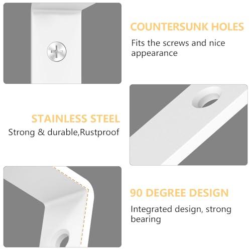 LSK 6PCS L Bracket, L 4"×H 2" Shelf Support Bracket, Max Load :42lb, White - color: White, size: 4x2 inch (light duty)