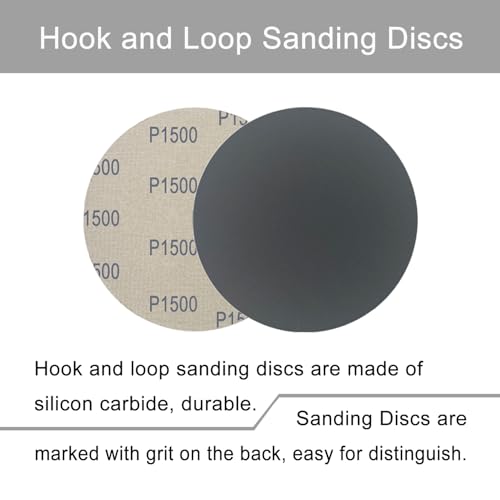 6 Inch 50 Pcs Wet Dry Hook and Loop Sanding Discs, No Hole, 1500 Grit - style: Grit 1500