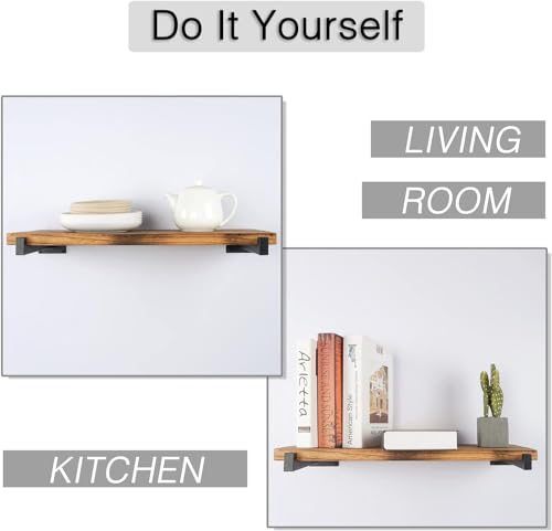 OVOV 6 Pack 6 Inch Black Shelf Brackets with Lip Wall Shelf Brackets - color: Black, size: 6 Inch