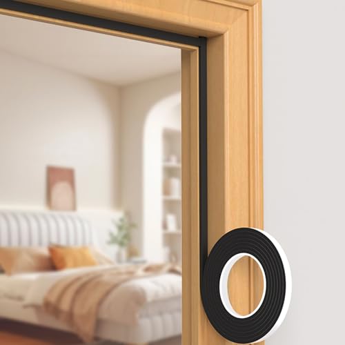 1/2 in Wide x 1/8 in Thick x 33FT Window Sealing Tape,Weather Stripping Door Seal,Foam Insulation Tape,Single-Sided Self-Adhesive Foam Strips,Black - color: Black, size: 1/2 IN x 1/8 IN x 33FT