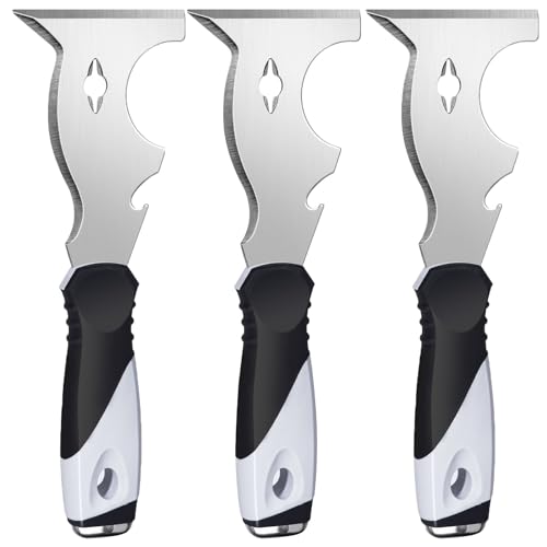 Mister Rui 3PC 10-in-1 Paint Scraper, MultiUse Putty Knife Tool, Hammer End