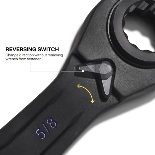 KLEIN TOOLS 68215 4-in-1 Reversible Ratchet Wrench, Box Wrench, SAE Hex Sizes 1/2, 9/16, 5/8, 3/4-Inch, 90-Tooth Ratchet, Pass-Through Design - style: Medium SAE