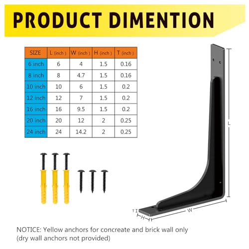 6 INCHx 4 INCH (with Brace Shelf Support Bracket Heavy Duty, L Shelf Brackets ,max Load 300lbs, , Metal Brackets for Shelves, Counter Bracket ,Corner Brace,Pack of 4. - size: 6" x 4" (With Brace)