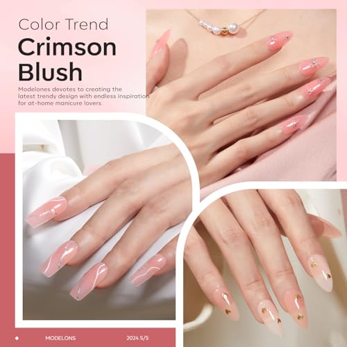 modelones Builder Nail Set, Base Colors 8-in-One Jelly Nude,6 Colors - color: B3-Crimson Blush