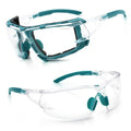 UKNOW Safety Glasses - Anti Fog Wraparound Lenses - Removable Foam Gasket - ANSI Z87.1 Protective Eyewear - Impact Resistant - color: Teal