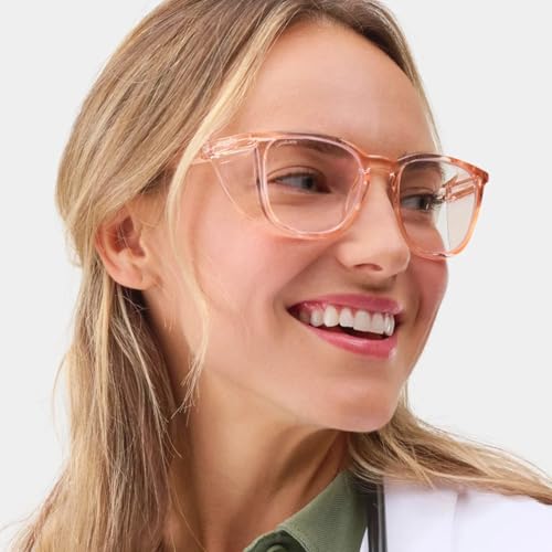 Stoggles Square Z87.1 Certified Polycarbonate Safety Glasses, Anti-Fog - color: Peach, size: Medium