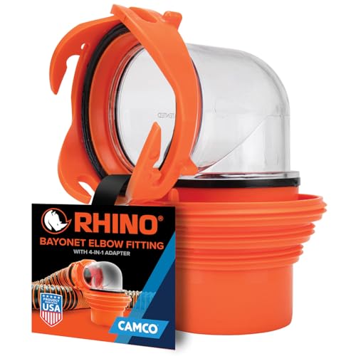 Camco RhinoFlex Clear RV Sewer Hose Elbow w/4-in-1 Adapter -Made in the USA - size: One Size