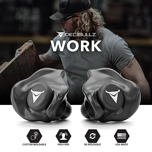 Decibullz Custom Molded Ear Plugs, 31dB NRR Shooting Ear Protection (Black) - color: Black