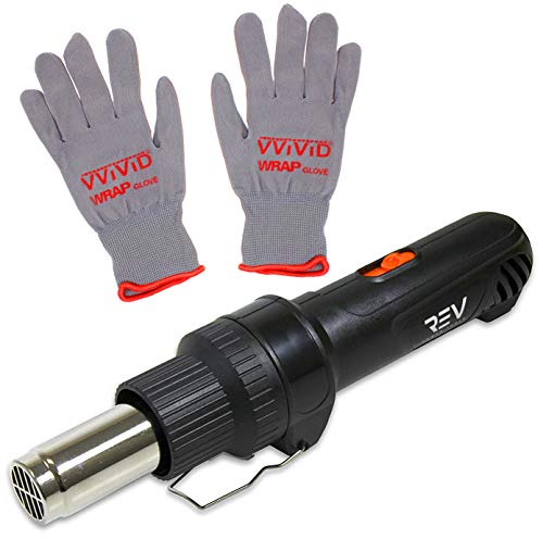 VViViD REV Professional Grade Inline Design Handheld Heat Gun for Automotive Vinyl Wrap (Heat Gun with Grey Nylon Utility Gloves) - color: Heat Gun With Grey Nylon Utility Gloves