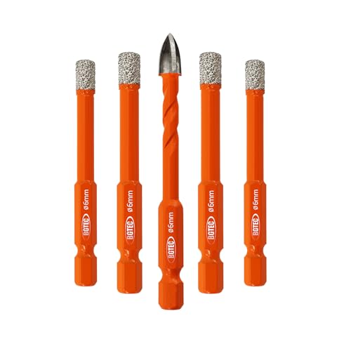 BGTEC Dry Diamond Drill Bit Set 5PCS 1/4" Tile Hole Saw & Carbide Bits - size: Set 1