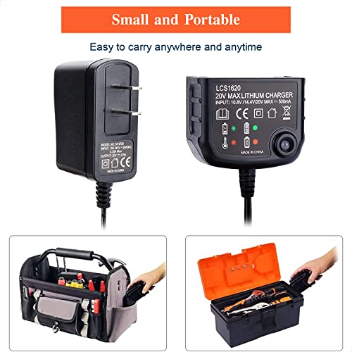 LCS1620 20V Lithium Battery Charger Compatible with Black and Decker 20V Max Li-ion Battery LBXR2020 LBXR20 LBXR2020-OPE LB2X4020 Replacement for Black & Decker Charger LCS1620B BDCAC202B