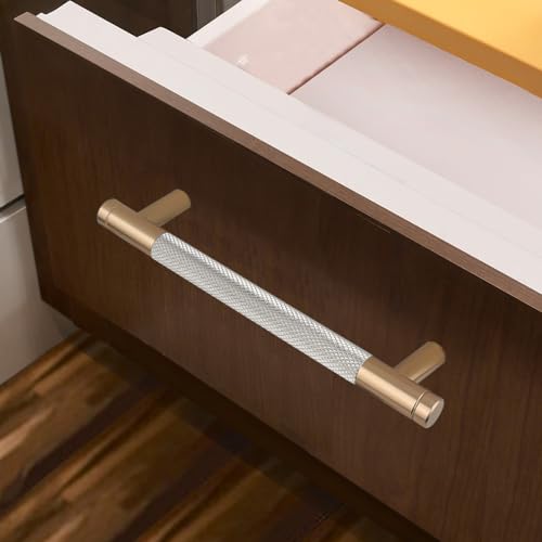 30 Pack 5 Inch 128 mm Bronze and Nickel Knurled Cabinet Handles Cabinet Pulls Aluminum Handles Knurled Drawer Pulls Oxidation Finish with Diamond Pattern 6" Length (5" Hole Center) - color: PBronze and Nickel, size: 5 Inch