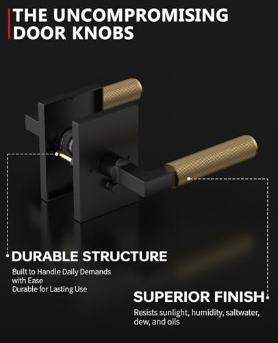 Asidrama 6 Pack Black and Champagne Bronze Privacy Door Handles - color: Black and Champagne Bronze