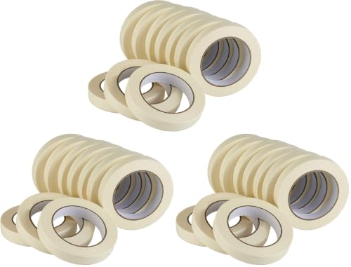 Lichamp Masking Tape 30 Pack General Purpose Beige White Color, 0.75 inch x 55 Yards x 10 Rolls (550 Total Yards), for Painting, Home, Office, School Stationery, Arts, Crafts etc. (3004) - size: 0.71 inch (Pack of 3)