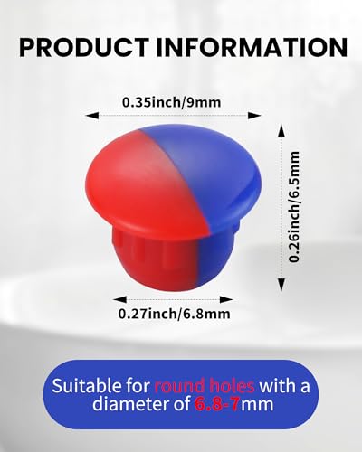 Hot and Cold Water Faucet Indicator 10 PCS | Durable Plastic, Clear Hot/Cold Markings, Tool-Free Installation, Temperature Sign Buttons Fit for 6.7-7mm Holes