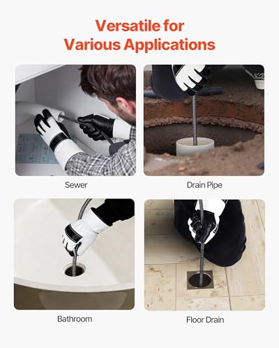 VEVOR Drain Cleaner Machine 100 FT x 3/8 Inch Auto Feed Sewer Snake Auger - style: 100 FT x 3/8''