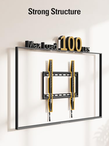 Mounting Dream TV Mount Fixed for 26-60 Inch TVs, TV Wall Mount TV Bracket | Low Profile and Space Saving Flat TV Mount, Fixed Slim Mount Max VESA 400x400mm and up to 100 LBS Loading Capacity MD2361-K - size: Fixed for 26"-60" TV