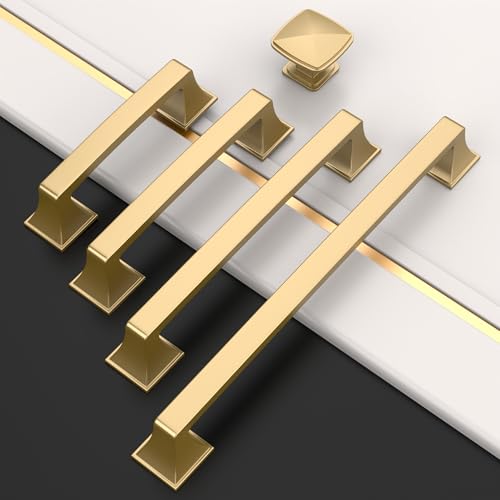 Amerdeco 10 Pack Champagne Bronze Cabinet Pulls - 5 Inch(128mm) Hole Center Cabinet Hardware for Bathroom & Dresser - color: Champagne Bronze, size: 5" hole center