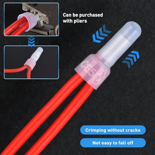 Nilight 300PCS CE5 Closed End Crimp Terminal 12-10 Gauge Nylon Insulated - color: 300PCS 12-10# Terminals