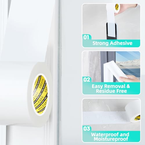 Window Weather Stripping Door Seal Tape1Pack x 1.57Inch x 66FT - color: White, size: 1Pack x 1.57Inch x 66FT