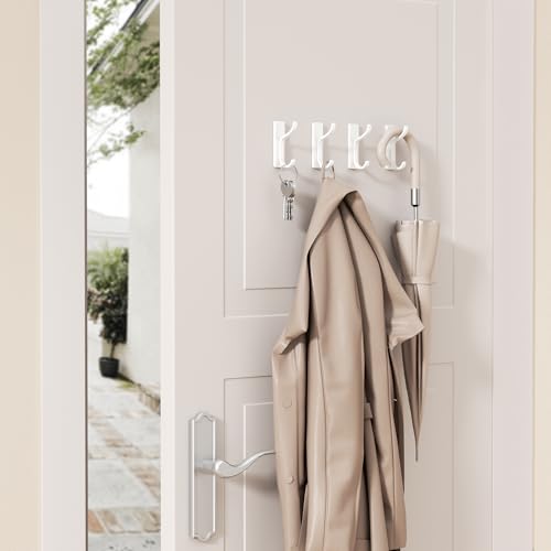 Adhesive Wall Hooks for Towel/Coat,13Lb Strong Stick-On Hooks, White 6 Pack - color: White, size: 6 Pack