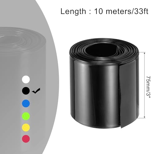 MECCANIXITY PVC Heat Shrink Tubing 48mm Dia 75mm Flat 33Ft Black - color: Black, size: 48mmx75mmx10m