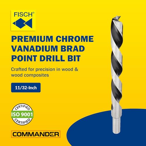 Chrome-Vanadium Brad Point - Ground Wood Drill Bit Woodworking - 11/32 Inch | Chrome-Vanadium Brad Point Ground Wood Drill Bit, Wood Drill Bit, Precision Drilling for Woodworking, DIY & Professional Use - size: 11/32 Inch