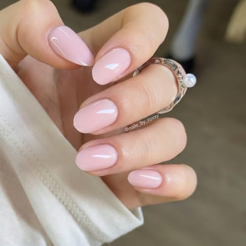 CurvLife Short Oval Press On Nails, Apricot Whisper Apricot Nude, Soft Gel - color: Apricot Whisper