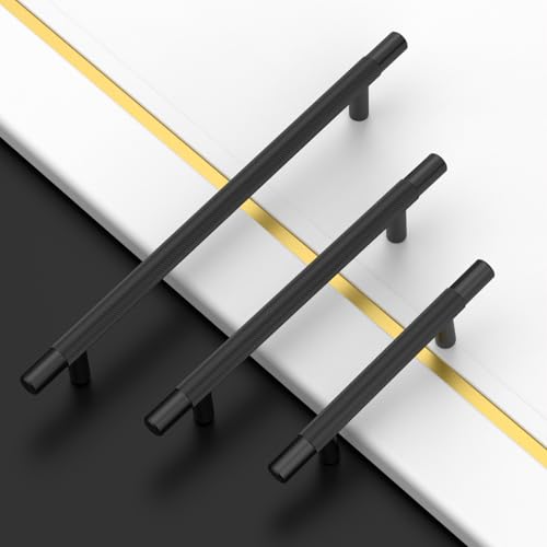 Asidrama 10 Pack 3.75 Inch(96mm) Matte Black Knurled Kitchen Cabinet Handles, Cabinet Pulls Kitchen Cabinet Hardware for Cupboard Drawer Pulls - color: Matte Black, size: 3.75" Hole Center
