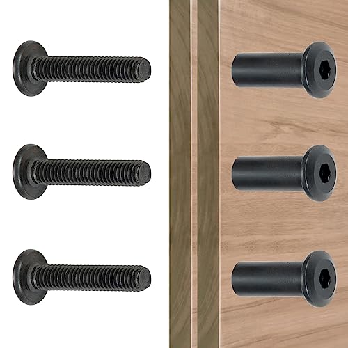25 Pcs M8x30mm Black Furniture Bolt Cabinet Connector Screws for Furniture - size: M8x30mm