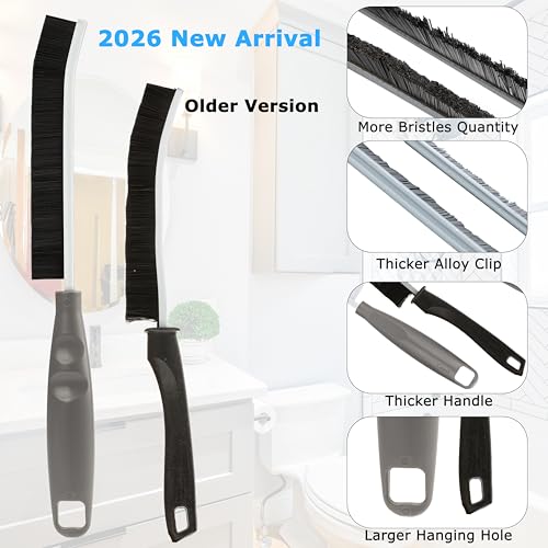 2026 NEW Ergonomic Anti-Slip Handle Grout Brush, 4Pcs Crevice Cleaning Brush, Hard Bristle Multi-Purpose Cleaning Tools, Small Cleaning Brush for Household Use Kitchen Bathroom, Left Hand - size: 4Pcs, style: Left Hand