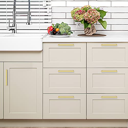 Ravinte Brushed Brass Solid Pulls Cabinet Handles 7-1/2 Inch 10 Pack - size: 7-1/2 Inch Hole Center